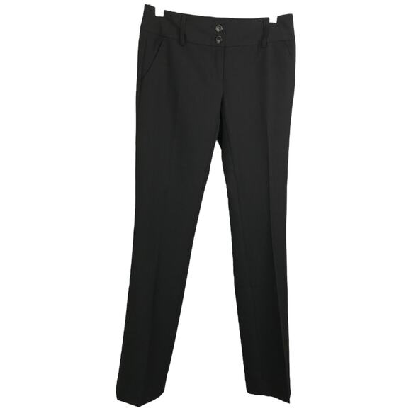 Amanda + Chelsea Pants Womens 0 Black Pinstriped Straight‎ Leg Stretch Mid-Rise - Picture 1 of 8